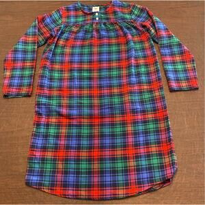 Land's End Girls 14 Holiday Christmas Plaid Long Sleeve Pajama Dress Nightgown